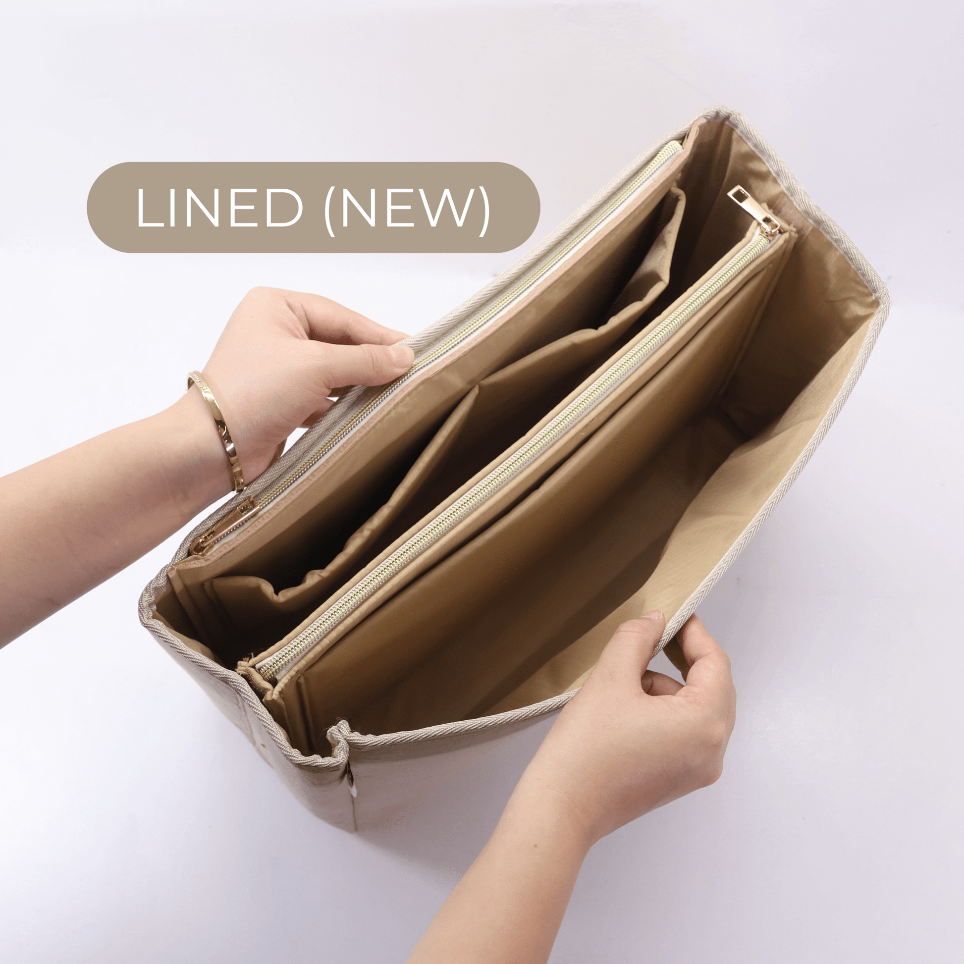 (NEW) Everyday Beige Organisable Lined Insert - Bambi Bags