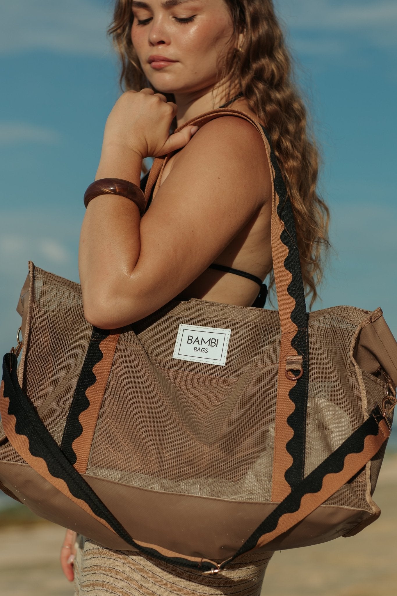 The Bambi Mesh Bag in Espresso - Bambi Bags