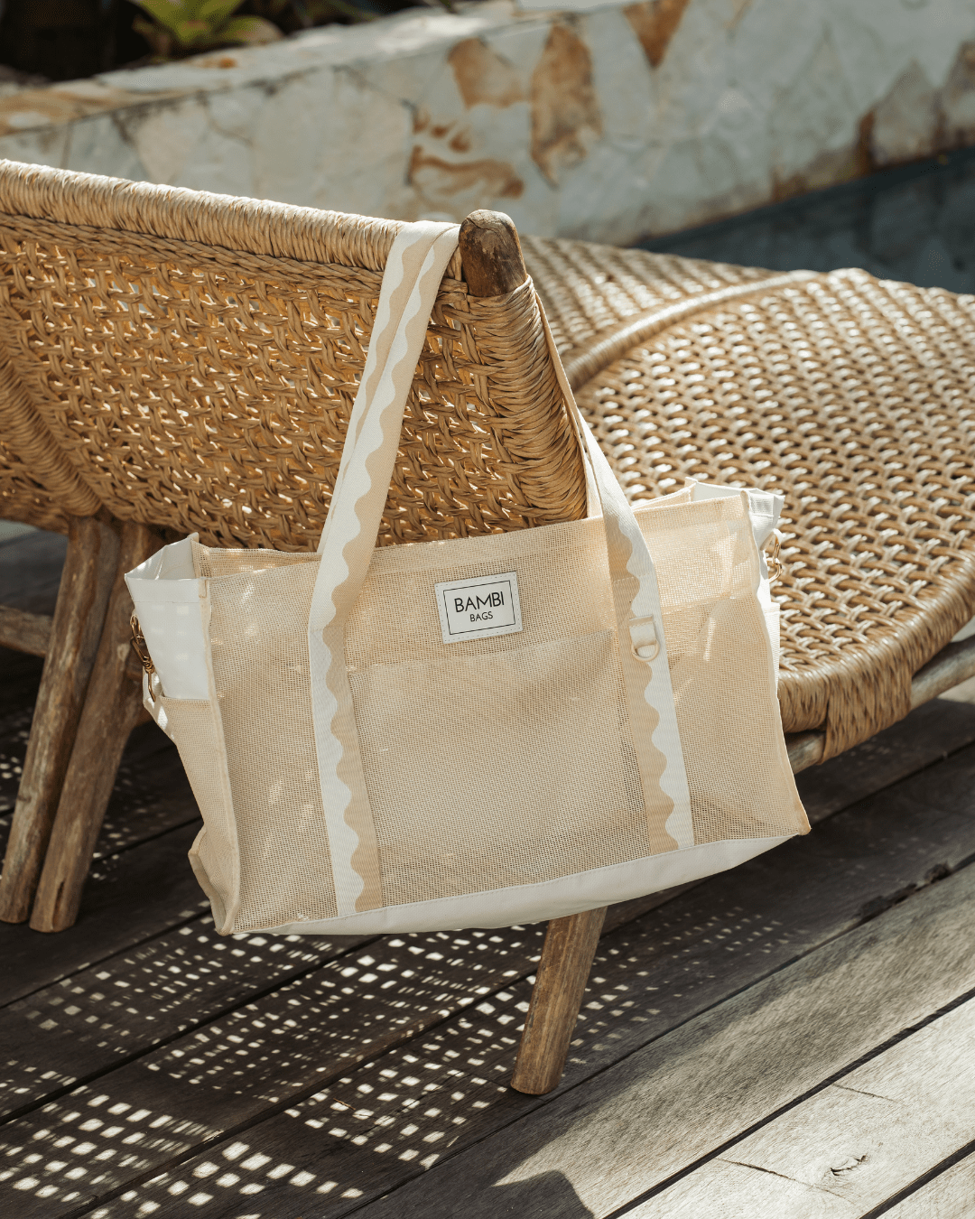 The Bambi Mesh Bag in Sand - Bambi Bags