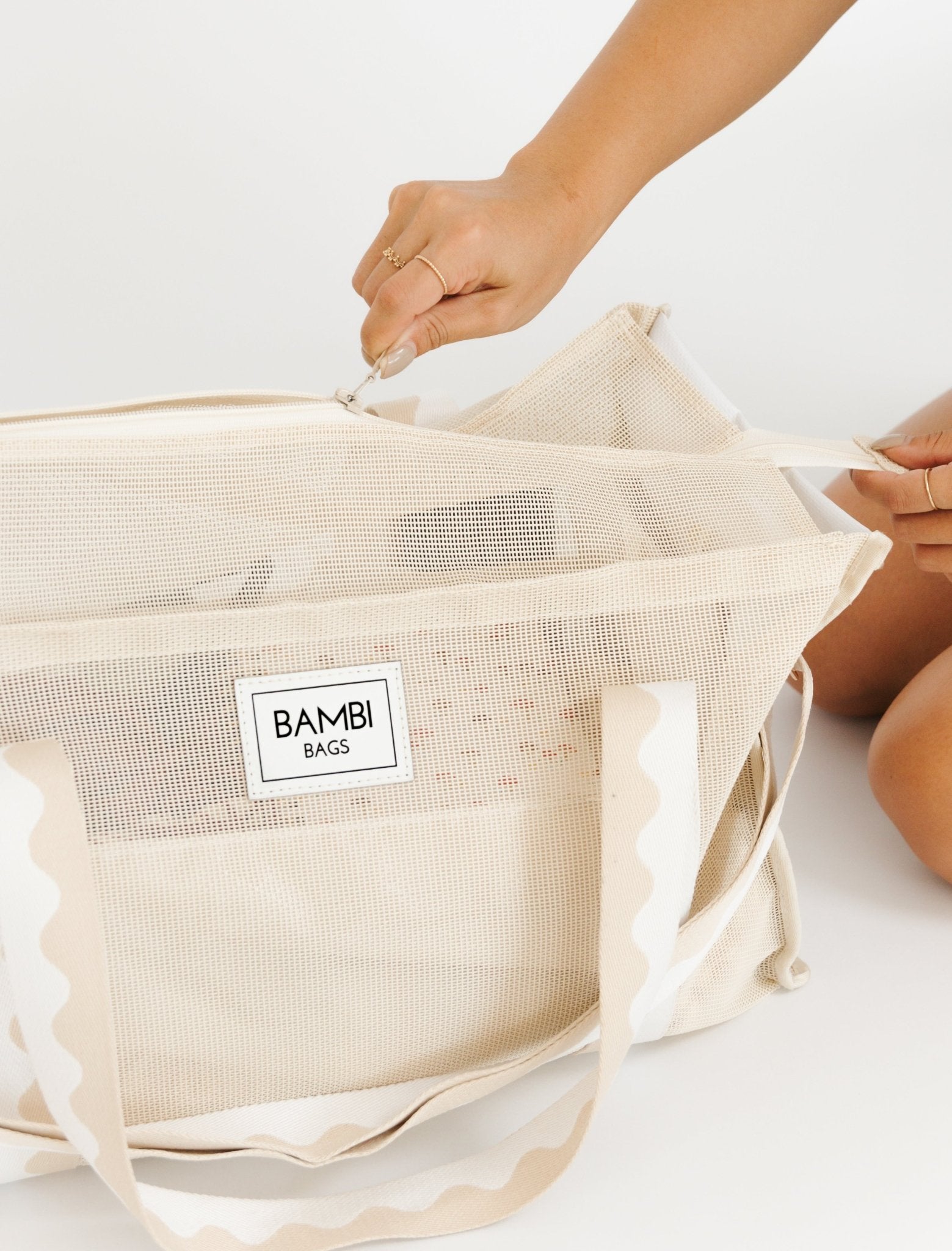 The Bambi Mesh Bag in Sand - Bambi Bags