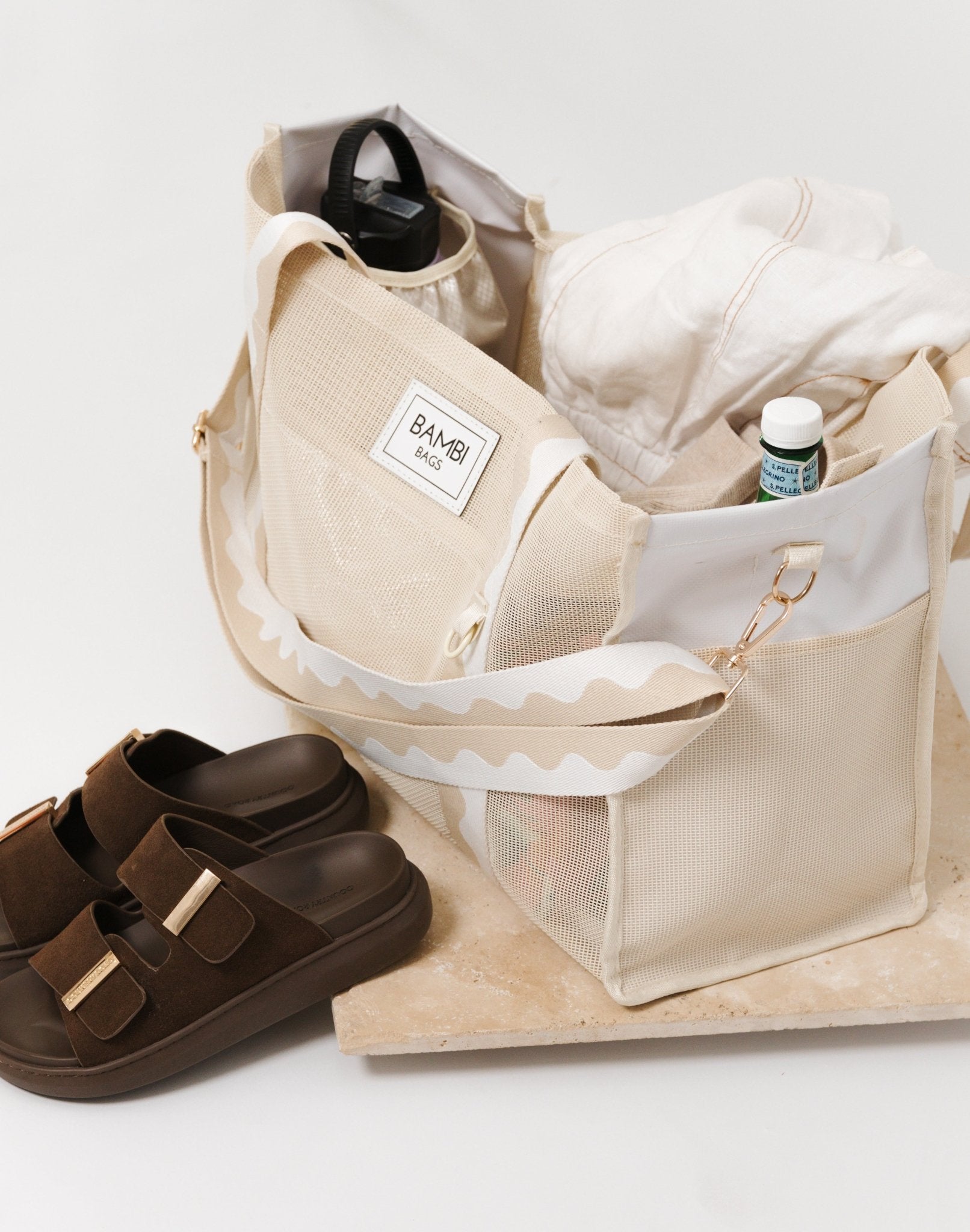 The Bambi Mesh Bag in Sand - Bambi Bags