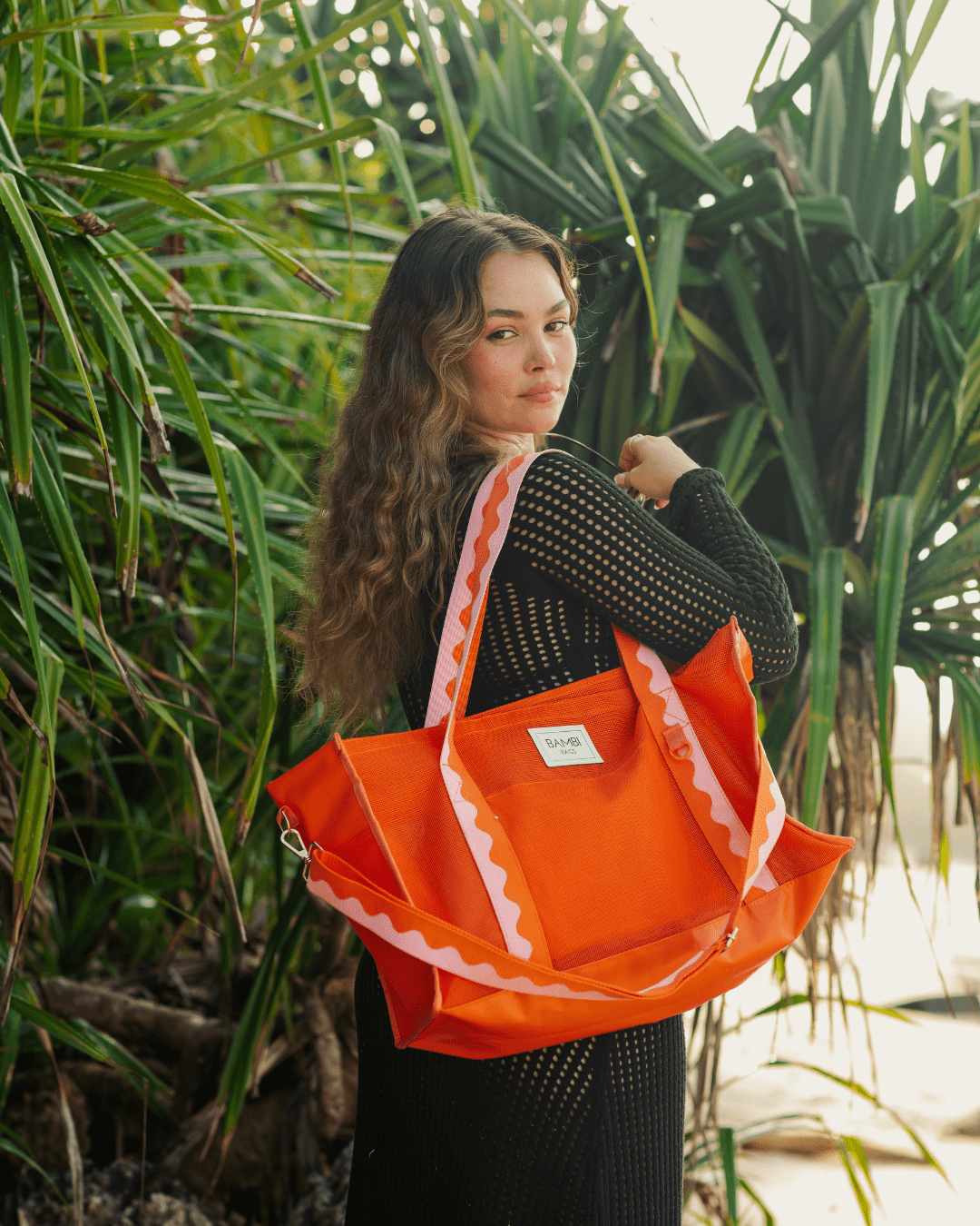 The Bambi Mesh Bag in Tangerine - Bambi Bags
