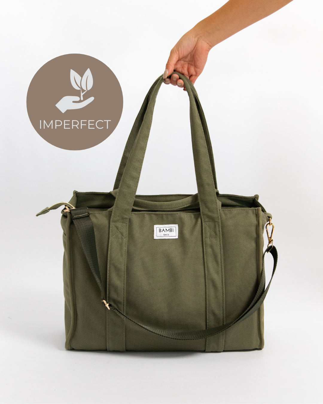 Imperfect The Everyday Bambi Bag Olive Green with insert