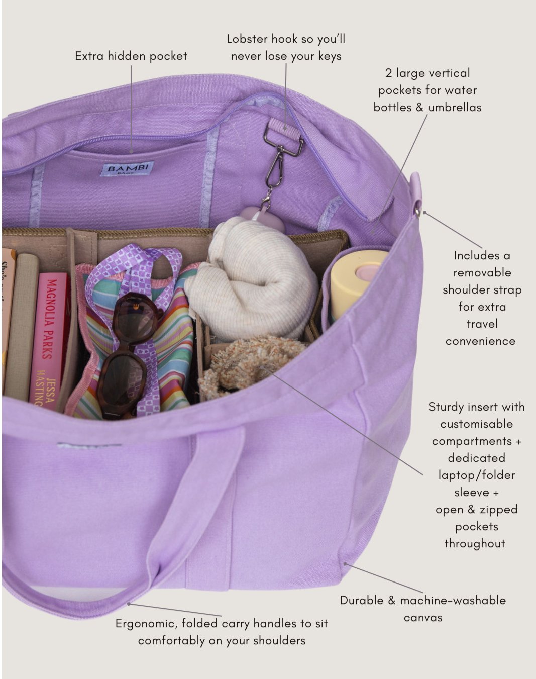 The Essential Bambi Bag Lilac with insert (RESTOCK ETA OCTOBER) - Bambi Bags