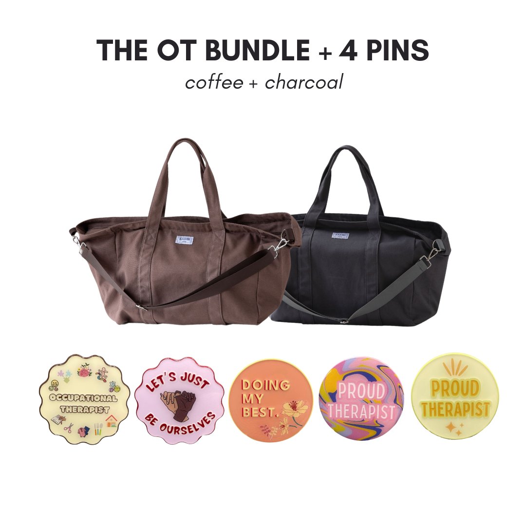 The OT Bundle + 4 Pins (Coffee + Charcoal) - Bambi Bags