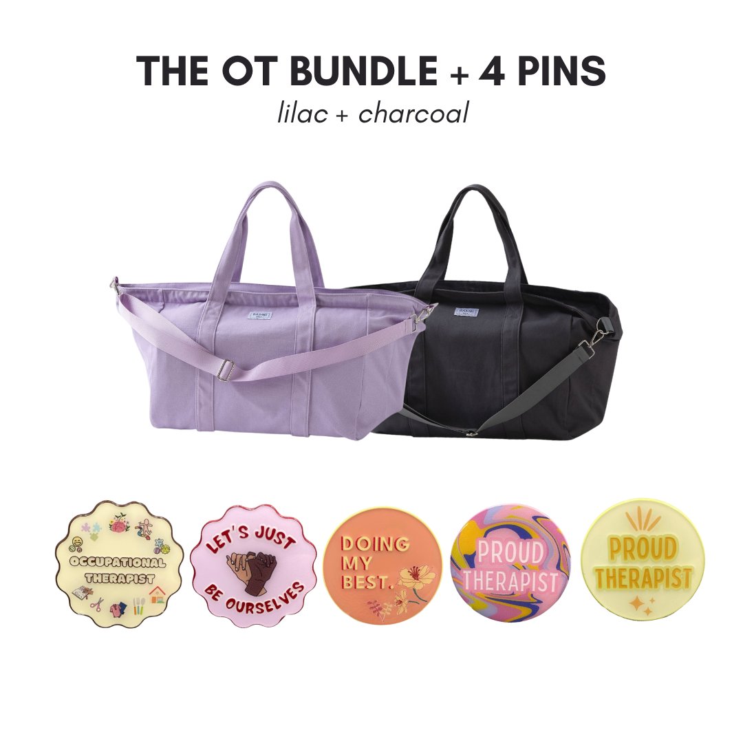 The OT Bundle + 4 Pins (Lilac + Charcoal) - Bambi Bags