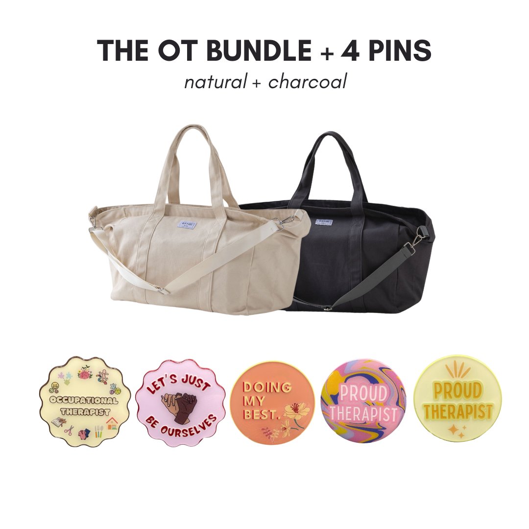 The OT Bundle + 4 Pins (Natural + Charcoal) - Bambi Bags