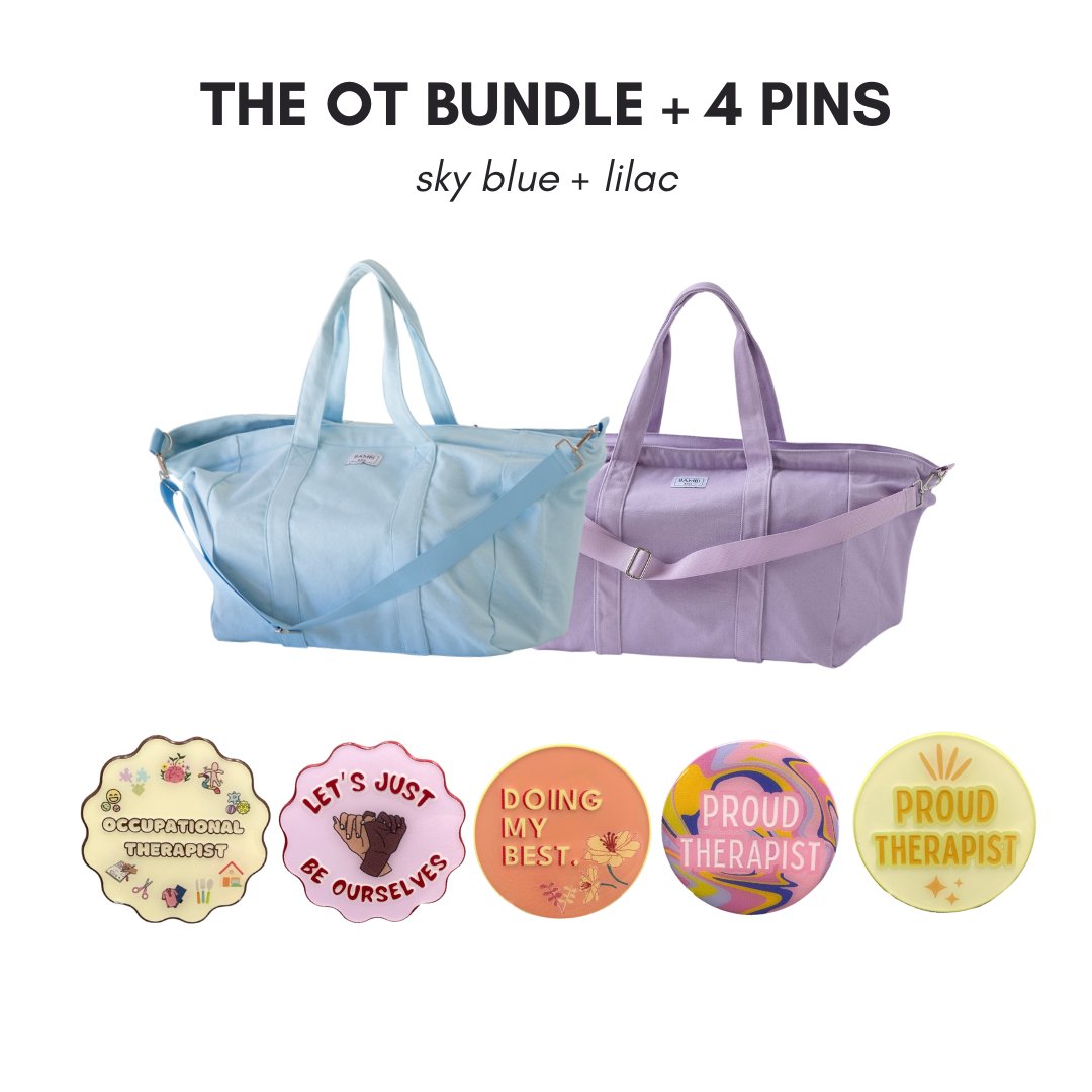 The OT Bundle + 4 Pins (Sky Blue + Lilac) - Bambi Bags