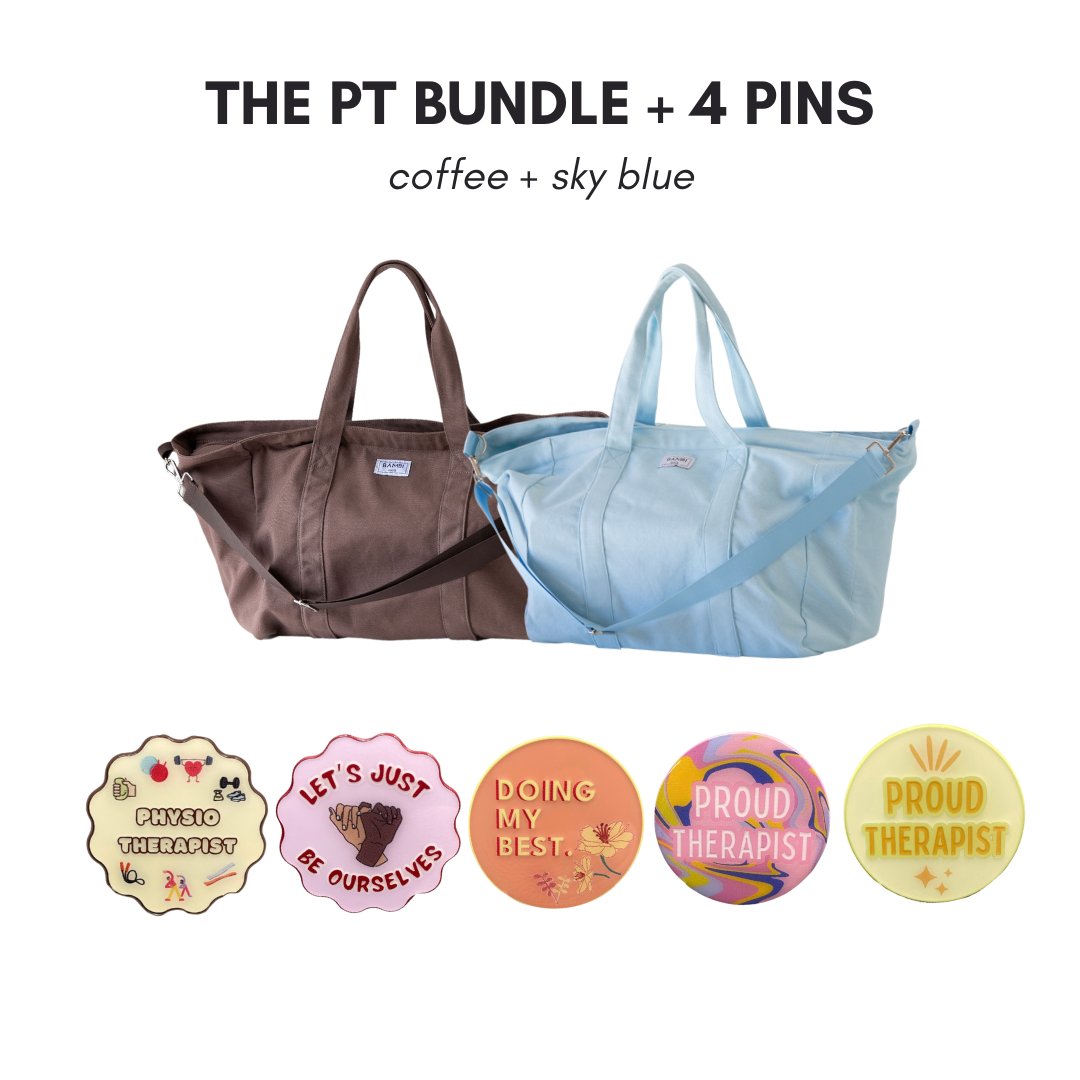 The PT Bundle + 4 Pins (Coffee + Sky Blue) - Bambi Bags